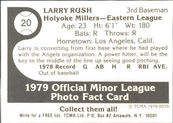 1979 TCMA Holyoke Millers #20 Larry Rush Back