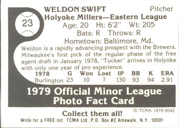 1979 TCMA Holyoke Millers #23 Weldon Swift Back