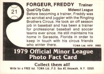 1979 TCMA Quad City Cubs #21 Freddy Forgeur Back