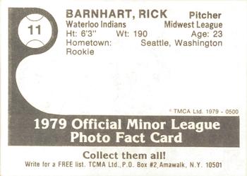 1979 TCMA Waterloo Indians #11 Rick Barnhart Back