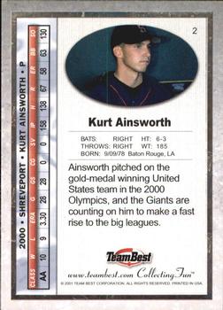 2001 Team Best #2 Kurt Ainsworth Back
