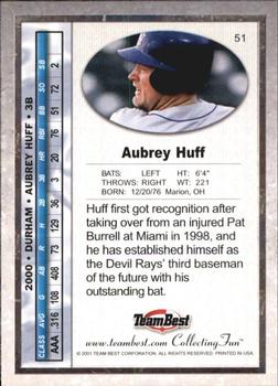 2001 Team Best #51 Aubrey Huff Back