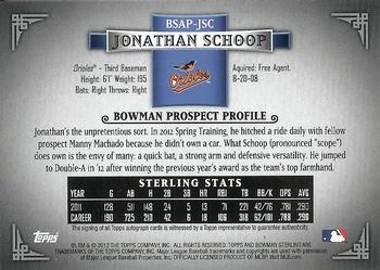 2012 Bowman Sterling - Prospect Autographs #BSAP-JSC Jonathan Schoop Back