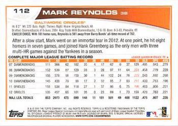 2013 Topps - Emerald Foil #112 Mark Reynolds Back