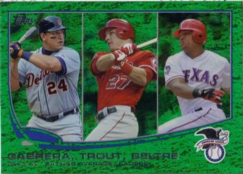 2013 Topps - Emerald Foil #294 2012 AL Batting Average Leaders (Miguel Cabrera / Mike Trout / Adrian Beltre) Front