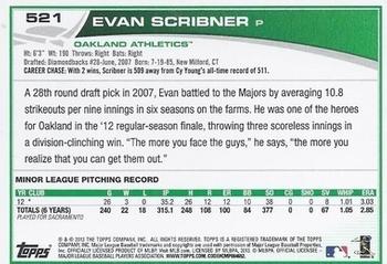 2013 Topps - Emerald Foil #521 Evan Scribner Back