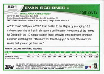 2013 Topps - Gold #521 Evan Scribner Back