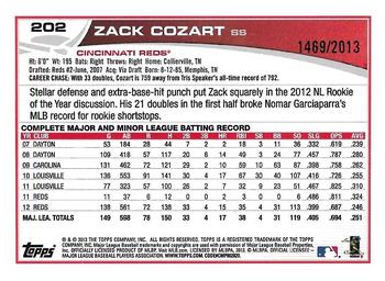 2013 Topps - Gold #202 Zack Cozart Back