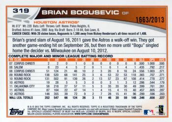 2013 Topps - Gold #319 Brian Bogusevic Back