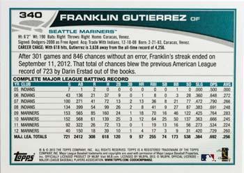 2013 Topps - Platinum #340 Franklin Gutierrez Back