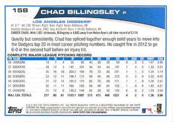 2013 Topps - Red #158 Chad Billingsley Back