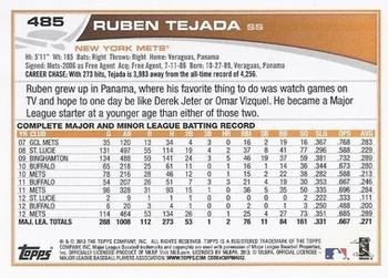 2013 Topps - Red #485 Ruben Tejada Back