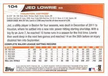 2013 Topps - Blue #104 Jed Lowrie Back