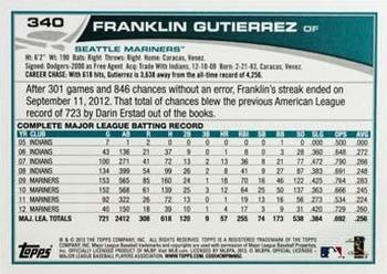 2013 Topps - Blue #340 Franklin Gutierrez Back