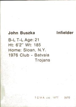 1977 TCMA Waterloo Indians #0070 John Buszka Back