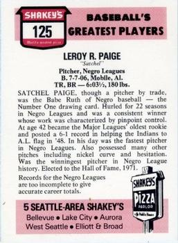 1976 Shakey's Pizza #125 Satchel Paige Back