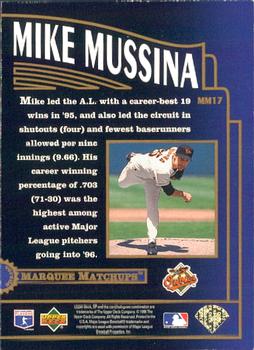 1996 SP - Marquee Matchups #MM17 Mike Mussina Back