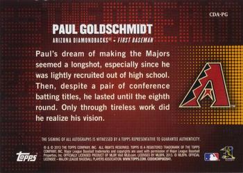 2013 Topps - Chasing the Dream Autographs #CDA-PG Paul Goldschmidt Back