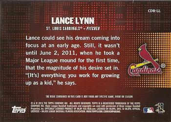 2013 Topps - Chasing the Dream Relics #CDR-LL Lance Lynn Back