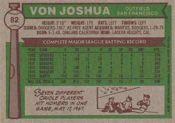 1976 Topps #82 Von Joshua Back