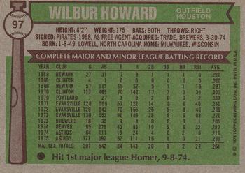 1976 Topps #97 Wilbur Howard Back