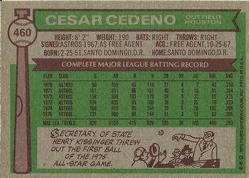 1976 Topps #460 Cesar Cedeno Back
