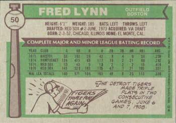 1976 Topps #50 Fred Lynn Back