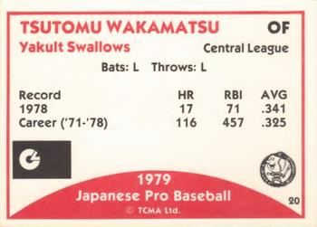 1979 TCMA Japanese Pro Baseball #20 Tsutomu Wakamatsu Back