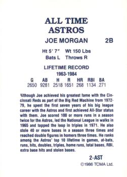 1986 TCMA All-Time Houston Astros #2-AST Joe Morgan Back