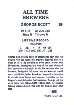 1986 TCMA All-Time Milwaukee Brewers - Color #1-BRE George Scott Back