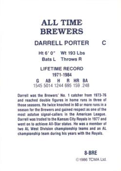1986 TCMA All-Time Milwaukee Brewers - Color #8-BRE Darrell Porter Back