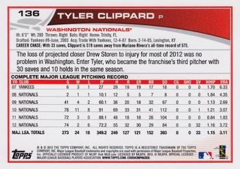 2013 Topps - Purple #136 Tyler Clippard Back