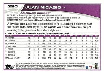 2013 Topps - Purple #380 Juan Nicasio Back