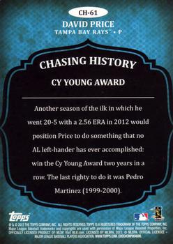 2013 Topps - Chasing History Silver Foil #CH-61 David Price Back