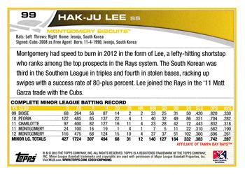 2013 Topps Pro Debut #99 Hak-Ju Lee Back