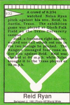 1991 Ballstreet #32 Reid Ryan Back