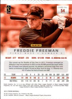 2012 Panini Prizm #54 Freddie Freeman Back