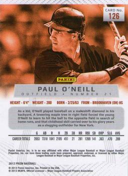 2012 Panini Prizm #126 Paul O'Neill Back