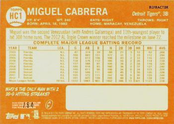 2013 Topps Heritage - Chrome Black Refractors #HC1 Miguel Cabrera Back