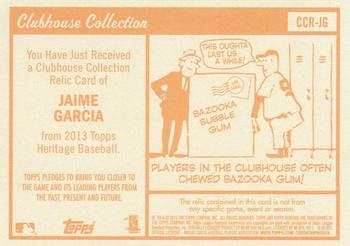 2013 Topps Heritage - Clubhouse Collection Relics #CCR-JG Jaime Garcia Back