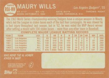 2013 Topps Heritage - Real One Autographs #ROA-MW Maury Wills Back