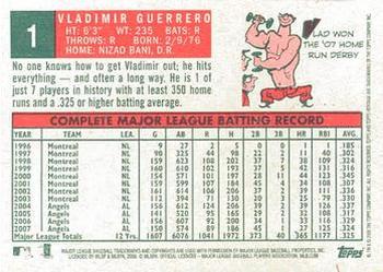 2008 Topps Heritage #1 Vladimir Guerrero Back