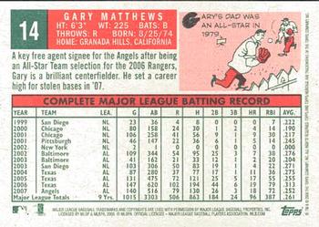 2008 Topps Heritage #14 Gary Matthews Back