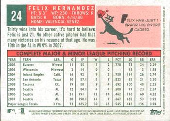 2008 Topps Heritage #24 Felix Hernandez Back