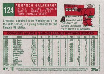 2008 Topps Heritage #124 Armando Galarraga Back