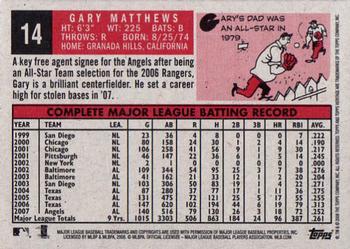 2008 Topps Heritage #14 Gary Matthews Back