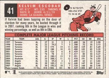 2008 Topps Heritage #41 Kelvim Escobar Back