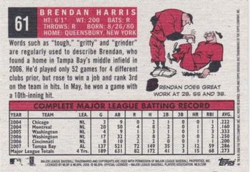 2008 Topps Heritage #61 Brendan Harris Back