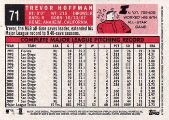 2008 Topps Heritage #71 Trevor Hoffman Back