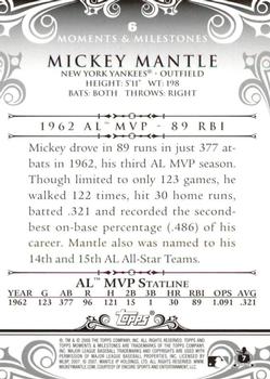 2008 Topps Moments & Milestones #6-5 Mickey Mantle Back
